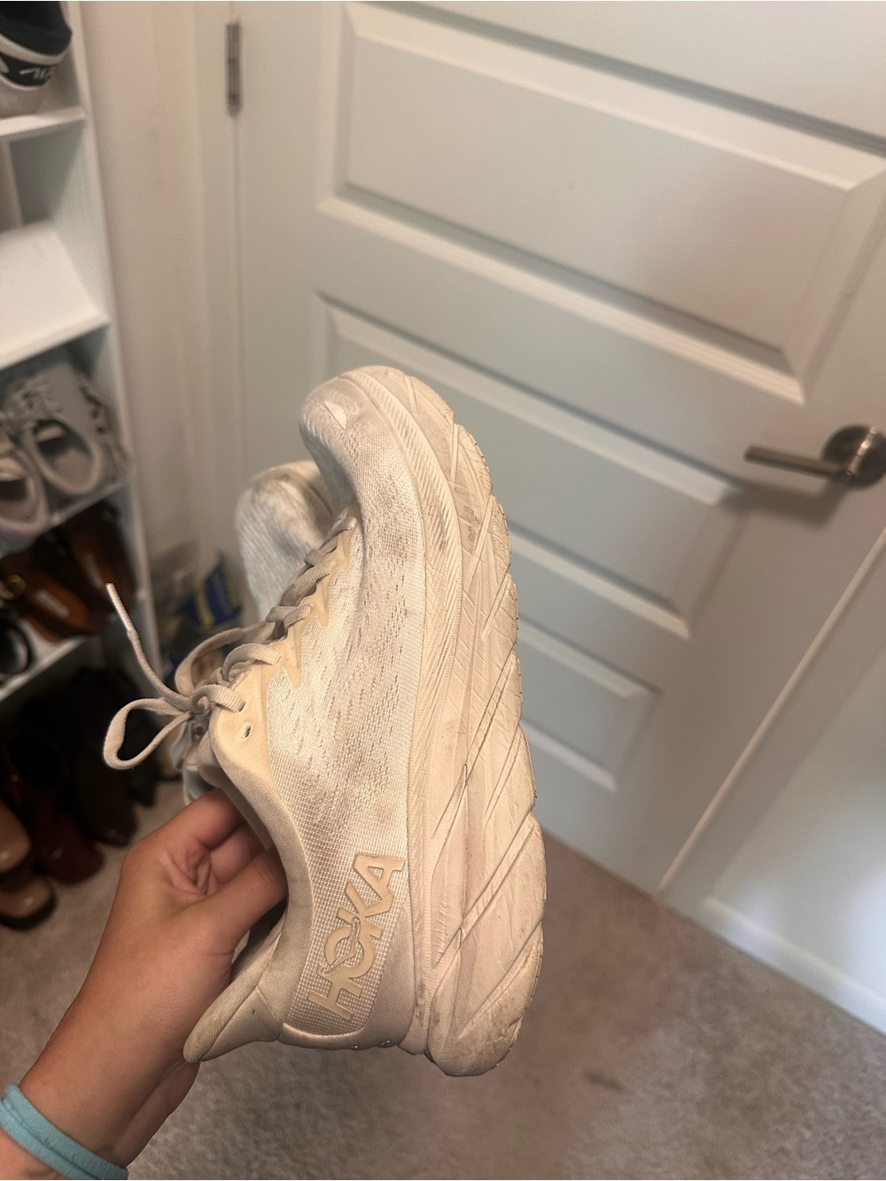 Hoka Men/Women Cream White Athletic Running Shoes